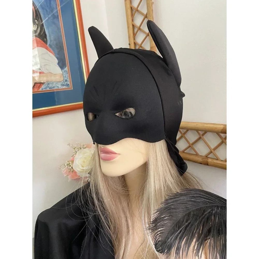 Black Batman Halloween Mask Cape‎ Costume Adult Child Sz Small 35